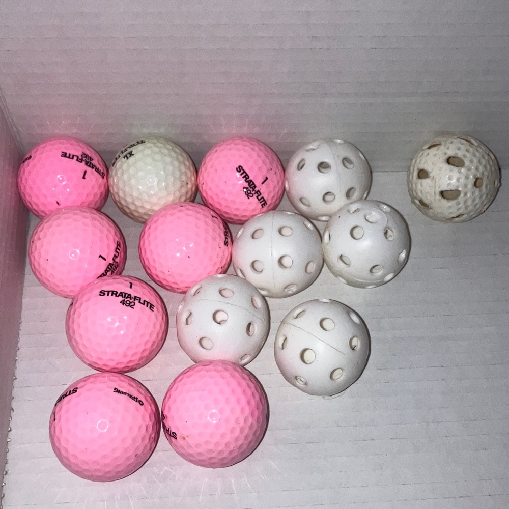 Pink and White Golf‎ Practice Balls Assortment 14 total